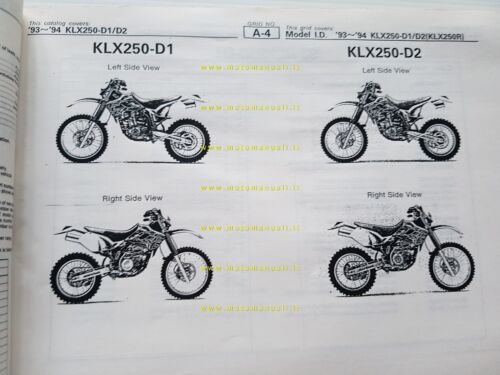 Kawasaki KLX 250 R D1-D2 1993-94 catalogo ricambi copia da …