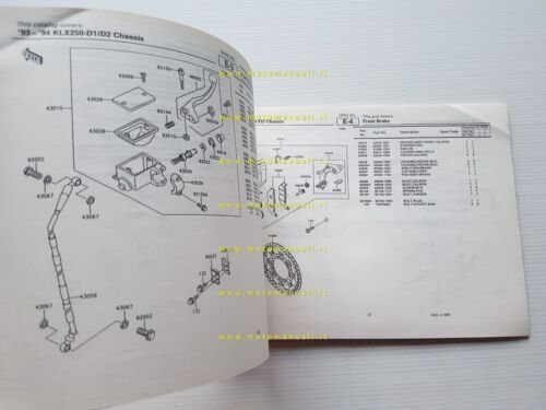 Kawasaki KLX 250 R D1-D2 1993-94 catalogo ricambi copia da …