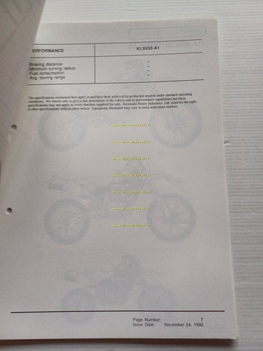 Kawasaki KLX 650 R (KLX650-A1) 1993 Model Information cartella stampa …