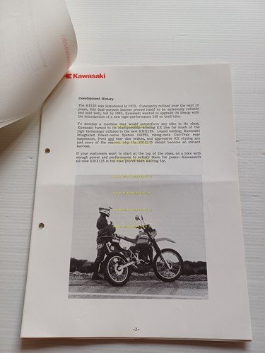 Kawasaki KMX 125 (KMX125 A1-B1) 1986 Model Guide cartella stampa …