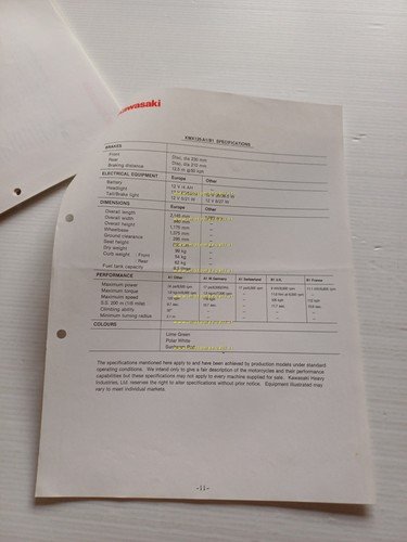 Kawasaki KMX 125 (KMX125 A1-B1) 1986 Model Guide cartella stampa …