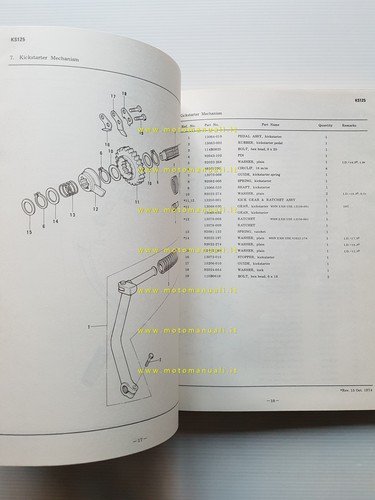 Kawasaki KS 125 1974-75 catalogo ricambi originale spare parts catalogue