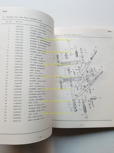 Kawasaki KS 125 1974-75 catalogo ricambi originale spare parts catalogue