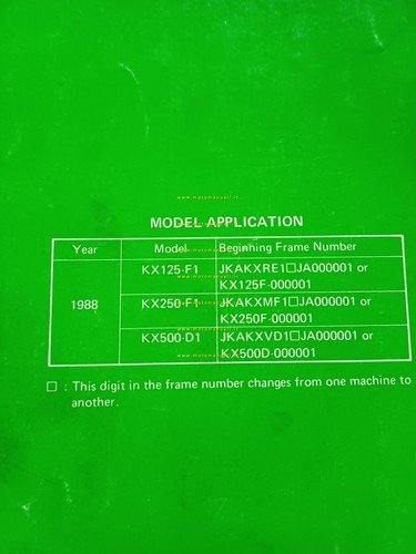 Kawasaki KX 125 - 250 - 500 1988 manuale officina …