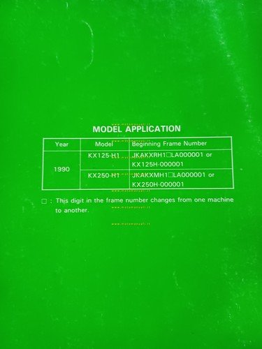 Kawasaki KX 125 - KX 250 1990 manuale officina INGLESE …