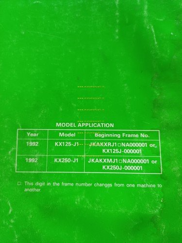 Kawasaki KX 125 - KX 250 1992 manuale officina INGLESE …
