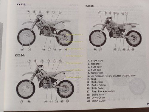 Kawasaki KX 125-250-500 Cross 1991-92 manuale uso manutenzione libretto original