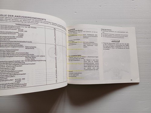 Kawasaki KX 125-250-500 Cross 1991-92 manuale uso manutenzione libretto original