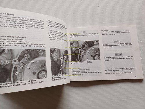 Kawasaki KX 125 Cross 1988-89 manuale uso manutenzione libretto inglese …