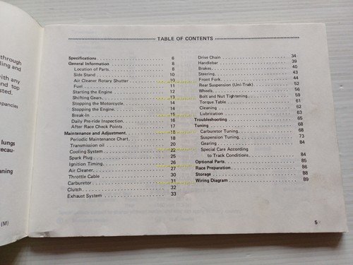 Kawasaki KX 125 Cross 1988-89 manuale uso manutenzione libretto inglese …