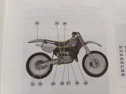 Kawasaki KX 125 Cross 1988-89 manuale uso manutenzione libretto inglese …