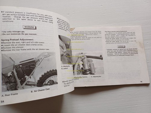 Kawasaki KX 125 Cross 1988-89 manuale uso manutenzione libretto inglese …