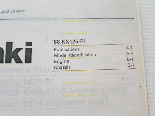 Kawasaki KX 125 F1 1988 catalogo ricambi copia da microfiche …