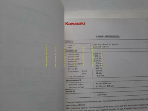 Kawasaki KX 250 - 80 cartella stampa 1984 originale genuine …