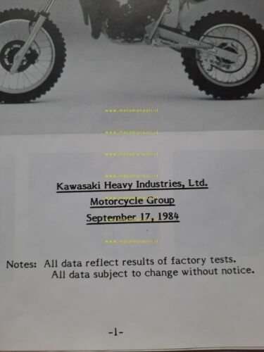 Kawasaki KX 250 - 80 cartella stampa 1984 originale genuine …