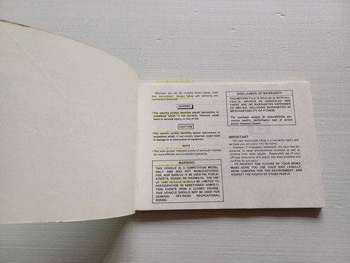 Kawasaki KX 250 Cross 1988-89 manuale uso manutenzione libretto inglese …