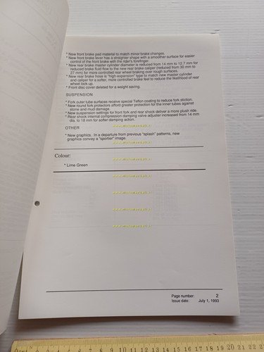 Kawasaki KX 500 (KX500-E6) 1994 Model Information cartella stampa inglese