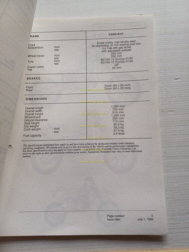 Kawasaki KX 60 (KX60-B10) 1994 Model Information cartella stampa inglese
