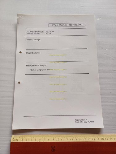 Kawasaki KX 60 (KX60-B9) 1993 Model Information cartella stampa inglese