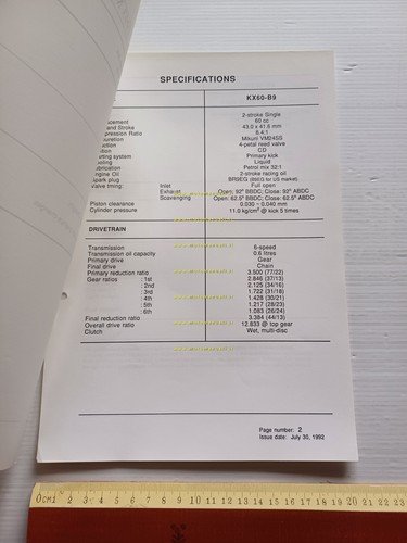 Kawasaki KX 60 (KX60-B9) 1993 Model Information cartella stampa inglese