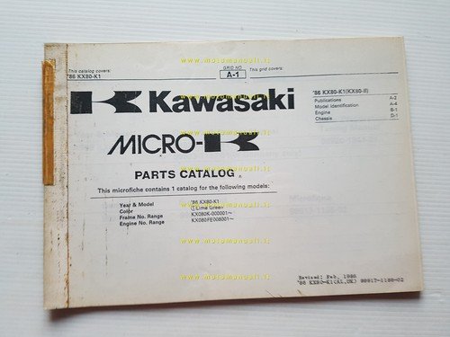 Kawasaki KX 80 II 1986 catalogo ricambi copia da microfiche …