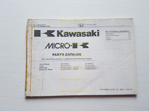 Kawasaki KX 80 K1-K2 1986-87 catalogo ricambi copia da microfiche …