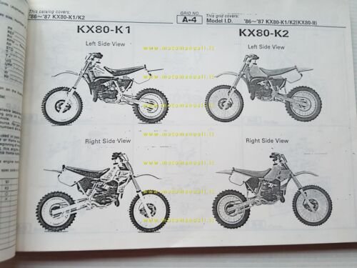 Kawasaki KX 80 K1-K2 1986-87 catalogo ricambi copia da microfiche …