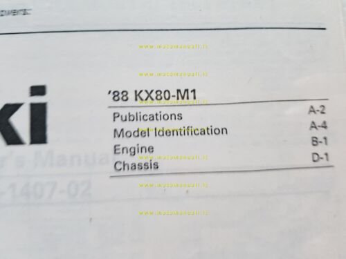 Kawasaki KX 80 M1 1988 catalogo ricambi copia da microfiche …