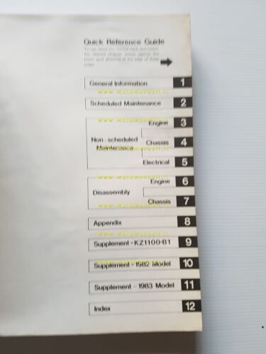 Kawasaki KZ 1000 - 1100 1981-83 manuale officina INGLESE originale …