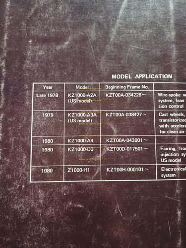 Kawasaki KZ 1000 1978-80 manuale officina originale INGLESE workshop manual