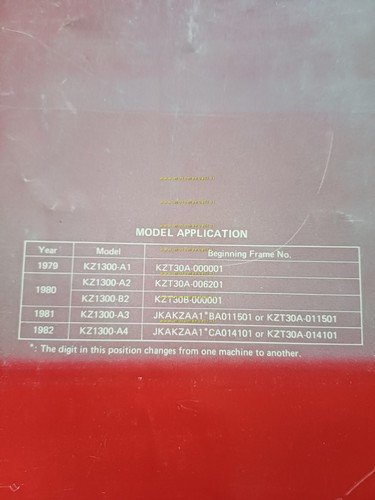 Kawasaki KZ 1300 A1-A2-A3-A4-B2 1979-82 manuale officina originale inglese