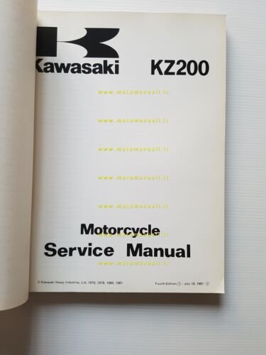 Kawasaki KZ 200 1977-82 manuale officina INGLESE originale workshop manual