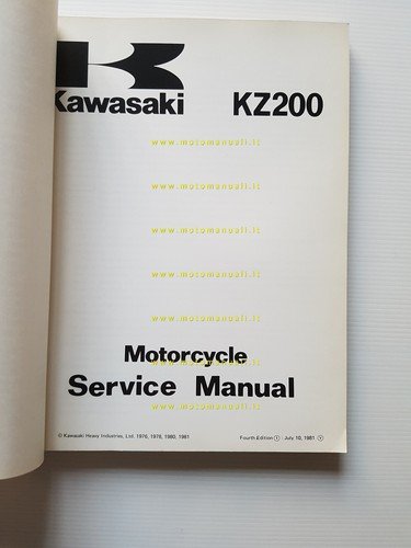 Kawasaki KZ 200 1977-82 manuale officina INGLESE originale workshop manual