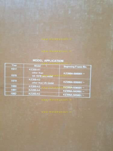 Kawasaki KZ 200 1977-82 manuale officina INGLESE originale workshop manual