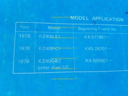 Kawasaki KZ 400 1978-79 manuale officina riparazione originale inglese