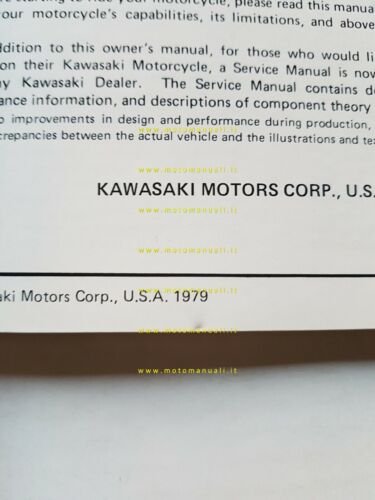 Kawasaki KZ (Z) 1000 A4 1979 manuale uso INGLESE originale …