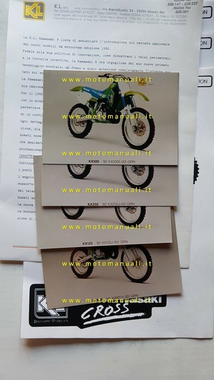 Kawasaki modelli Cross 1992 cartella stampa originale ITALIANO press kit