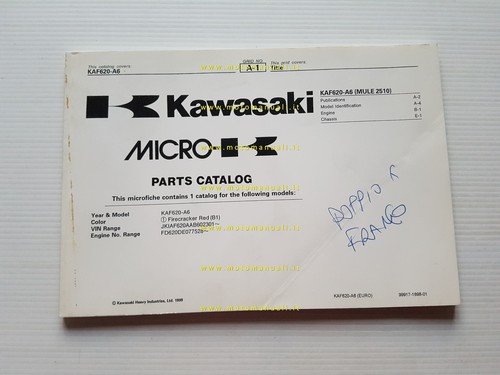 Kawasaki Mule 2510 1999 catalogo ricambi copia da microfiche originale
