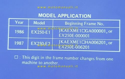 Kawasaki Ninja 250 R-GPZ 250 R 1986-7 manuale officina originale …