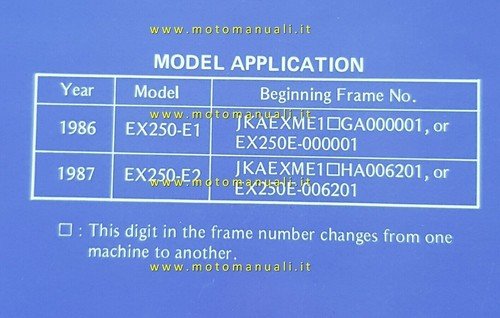 Kawasaki Ninja 250 R-GPZ 250 R 1986-7 manuale officina originale …