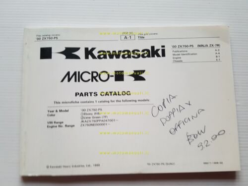 Kawasaki Ninja ZX-7R 2000 catalogo ricambi copia da microfiche originale
