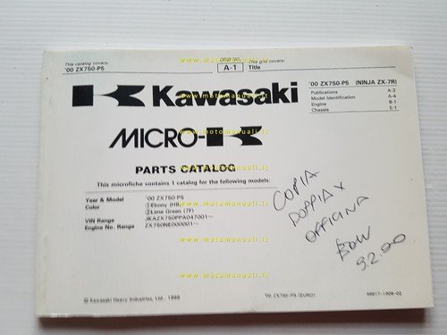 Kawasaki Ninja ZX-7R 2000 catalogo ricambi copia da microfiche originale
