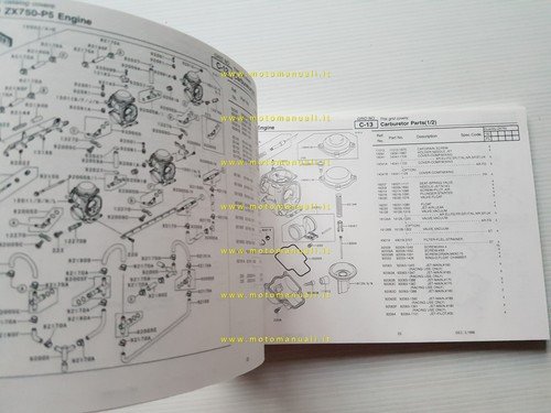 Kawasaki Ninja ZX-7R 2000 catalogo ricambi copia da microfiche originale