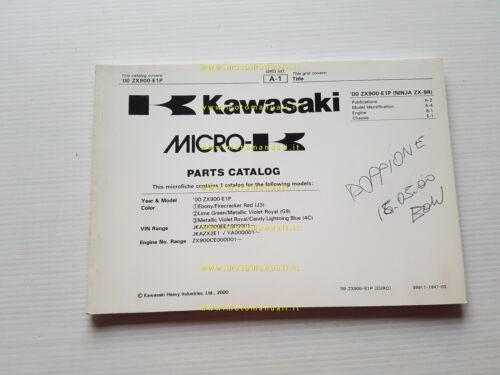 Kawasaki Ninja ZX-9R 2000 catalogo ricambi copia da microfiche originale