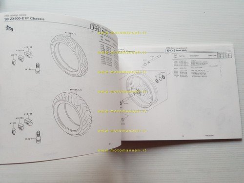 Kawasaki Ninja ZX-9R 2000 catalogo ricambi copia da microfiche originale