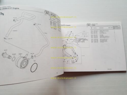 Kawasaki Ninja ZX-9R 2000 catalogo ricambi copia da microfiche originale