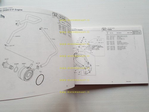Kawasaki Ninja ZX-9R 2000 catalogo ricambi copia da microfiche originale
