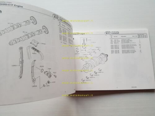 Kawasaki Ninja ZX-9R 2000 catalogo ricambi copia da microfiche originale