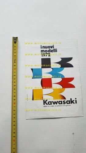 Kawasaki produzione modelli 1972 depliant originale moto italiano brochure