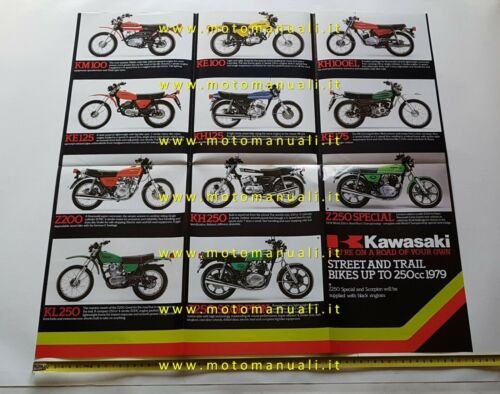 Kawasaki Produzione modelli 1979 depliant originale INGLESE moto brochure